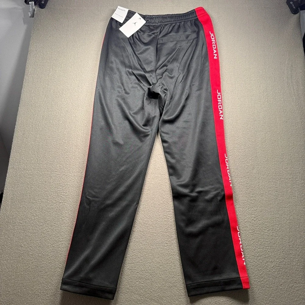Jordan Track Pants Mens Size Medium Black Red Side Stripe HF9341-011
